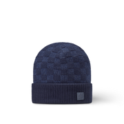 Bonnet et Écharpe Néo Petit Damier Bleu Marine